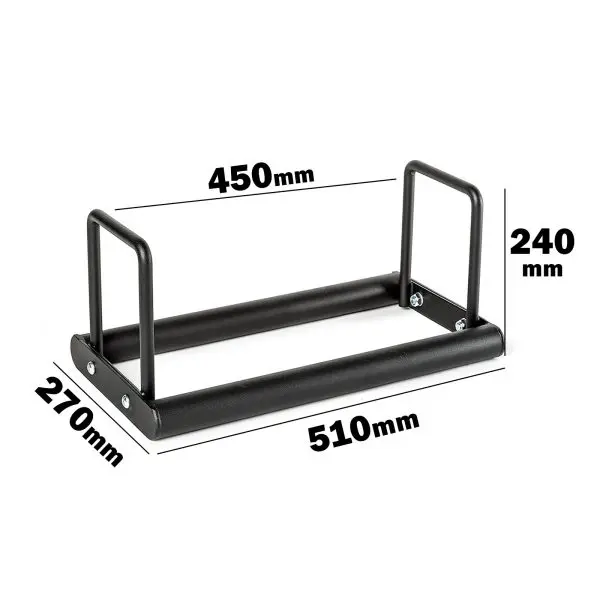 A black metal rectangular frame with dimensions labeled. The length is 510mm, width is 270mm, and height is 240mm. Inner length is marked as 450mm. The frame has rounded corners and two vertical bars on the shorter sides.