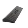 The ATX® Calf Block is a black rubber doorstop featuring horizontal grooves, a sloped design, and a textured surface for excellent grip and secure placement.