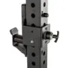 Close-up of an ATX® Roller J-Hooks with numbered holes for height adjustment. A knob and safety pin secure the bracket in place, showcasing the durable metal construction.
