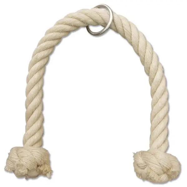 The ATX® V Bar Rotational Blackline features a thick, cream-colored rope in an upside-down U shape with a central metal ring and knotted ends.
