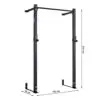 The ATX® Wall Mounted Squat Rack is a sturdy black metal pull-up bar and frame with dimensions of 210 cm (H) x 123 cm (W) x 55 cm (D), making it perfect for gyms or home workout spaces.