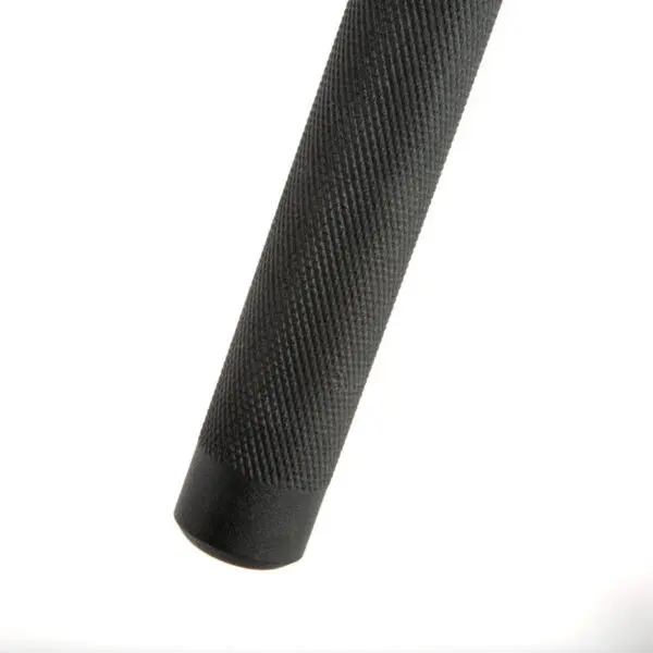 Close-up of a textured black cylindrical handle from the ATX® Jammer Arms, set against a white background.