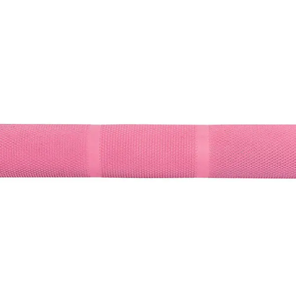The ATX® Womens PINK 15kg Bar is shown horizontally against a plain white background, with its pink mesh texture and two evenly spaced vertical lines prominently visible.