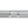 Close-up of the ATX® Olympic Power Barbell with Centre Knurling, showcasing its shiny silver finish and detailed textured grip. The bar features an intricate knurled pattern for enhanced handling.