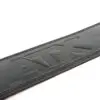 Close-up of the ATX® Lever Leather Powerlifting Belt in black leather, embossed with the letters ATX. The belt showcases detailed stitching along the edges against a plain white background.