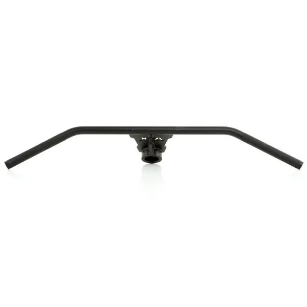 A Power Maxx 4ft Olympic Barbell is displayed on a white background. Featuring a central mounting bracket, the barbell showcases a simple design with slightly angled ends for an ergonomic grip.