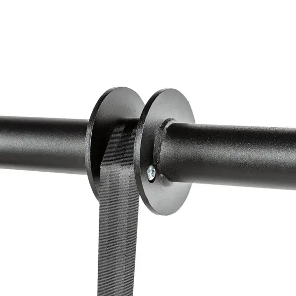 The ATX® Wrist Forearm Trainer is a black metal tension rod threaded with a ribbon and secured by disk-shaped stoppers, with a visible small screw on the right stopper.