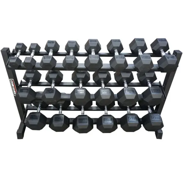 5kg - 50kg Rubber Hex 10pr with Rack - Image 2