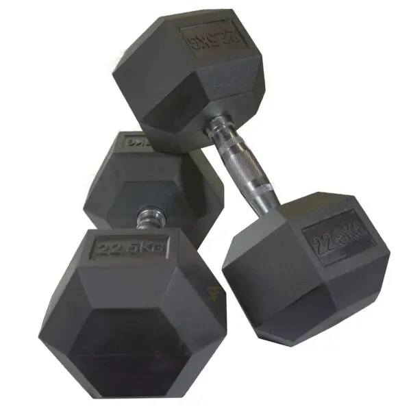 22.5kg Rubber Hex Dumbbells (Pair)