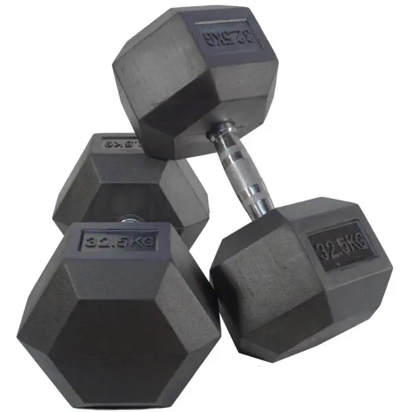 32.5kg Rubber Hex Dumbbells (Pair)