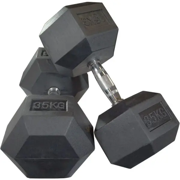 35kg Rubber Hex Dumbbells (Pair)
