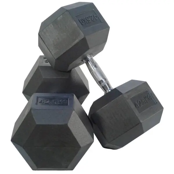 42.5kg Rubber Hex Dumbbells (Pair)