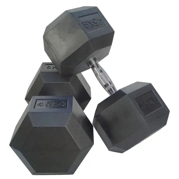 45kg Rubber Hex Dumbbells (Pair)