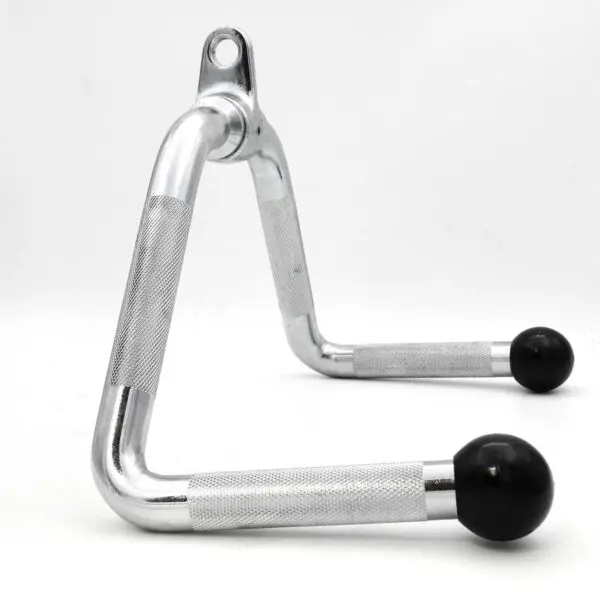 The Multi Purpose Exercise Bar features a chrome-plated metal handle with knurled grips and black rubber ends, perfect for exercise equipment, shown on a white background.