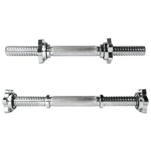 A pair of Standard Dumbbell Handles, featuring textured grips and threaded ends for securing weight plates, displayed on a white background.