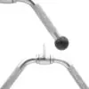 Close-up of the Wide Press Down Bar, a metal V-shaped gym cable attachment with knurled grips, a rotating joint, and a rubberized ball at one handles end.