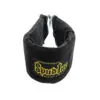 The Spud Inc Heavy Duty Ankle Cuff features a black strap with a yellow Spud Inc logo on a rectangular patch and padded interior for comfort, ensuring durability and support during weightlifting exercises.