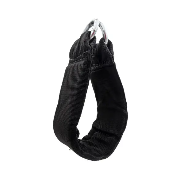 The Spud Inc Heavy Duty Ankle Cuff is a black padded fitness strap featuring metal rings, perfect for weightlifting or resistance training, and set against a pristine white background.