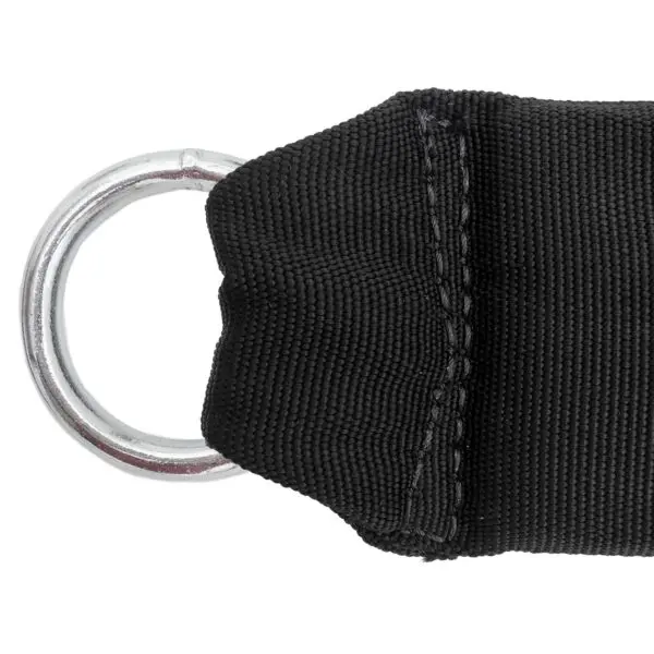 The Spud Inc Heavy Duty Ankle Cuff features a durable black fabric strap with stitched edges and is attached to a shiny silver metal ring on the left side. The fabric texture and stitching details are clearly visible against a plain white background.