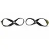 The Spud Inc Fat Triceps Straps are displayed side by side on a white background. Each black nylon strap forms a loop with a crossover in the middle and features yellow text on one end.