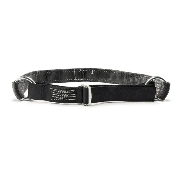The Spud Inc Glute Ham Strap, featuring a black adjustable strap with metal D-rings and reinforced stitching, is displayed flat against a white background.