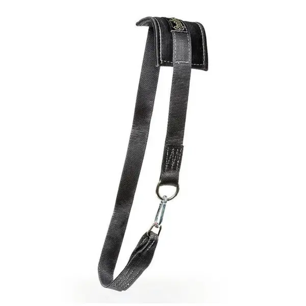 A sleek black dog leash with a loop handle and sturdy metal clip, reminiscent of the Spud Chainless Dip Belts durability, stands upright against a crisp white background.