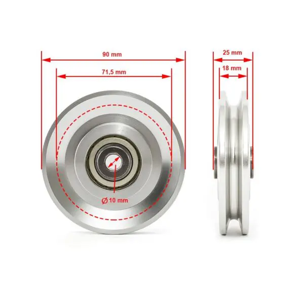 Aluminium Cable Pulley 90mm - Image 4