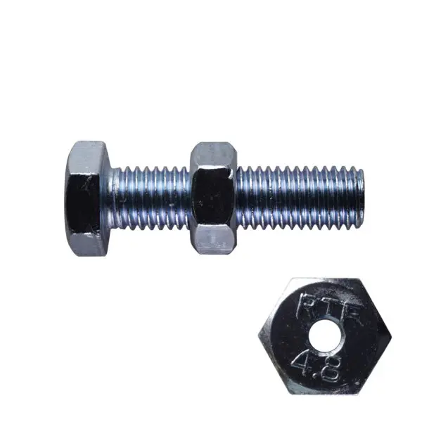 A Cable Gym Bolt M12 with a hex nut mid-shaft and 4.8 and PTF engraved on the head, shown separately in the image.