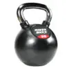 A black kettlebell with a shiny metal handle features a label saying Power Maxx 4kg Kettlebell.