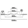 Diagram of the Olympic EZ Curl Bar: It’s 1210mm long with 170mm on each end, a 560mm central section, and an 830mm wavy middle. The diameter is 27mm, resembling an EZ curl bar for precision lifting and optimal grip.
