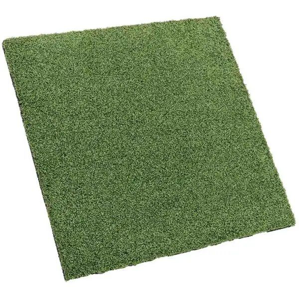 A neatly trimmed GymFloor RTS 50x50@20mm System piece of artificial grass features a lush, vibrant green texture, covering the full area.