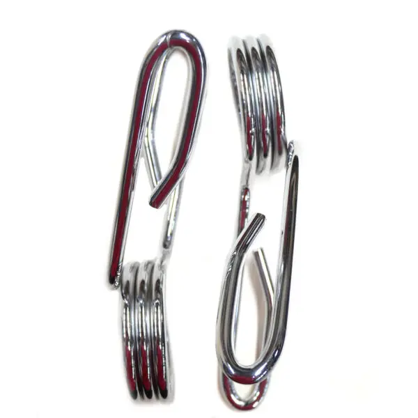 Two Barbell Spring Collars - Olympic, with a unique spiral design and smooth metallic finish, are placed side by side against a plain white background.