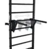 The ATX® Wall Bar Gym is a black wall-mounted pull-up bar with multiple horizontal rungs, two extendable dip bars, and adjustable position arrows that offer a versatile fitness routine reminiscent of classic Swedish Wall Bars.