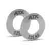 Two ATX® Olympic Fractional Plate Pairs with ATX logo and 0.25 KG engraved, each featuring a central hole for barbell mounting, set against a plain white background.