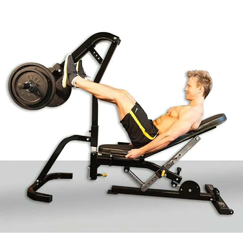 Powertec Workbench Leg Press Accessory with Rob Riches demonstrating.