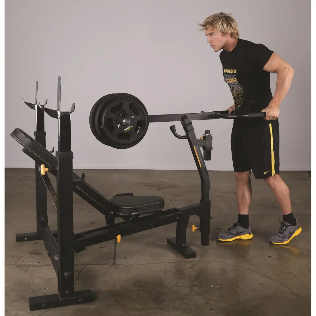 Man doing dips on Powertec Dip Accessory