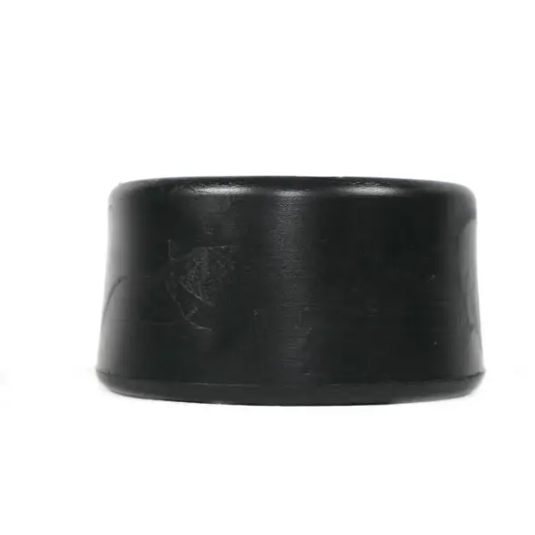 A 32 mm thick cylindrical Gym Rubber Stopper with a smooth black surface, slightly tapered base, and subtle engravings. Displayed against a plain white background.