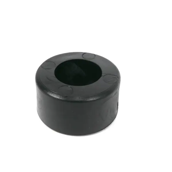 The Gym Rubber Stopper 32 mm Thick is a black cylindrical rubber bumper with a hollow center, typically used for cushioning or as a protective stopper, shown against a plain white background.