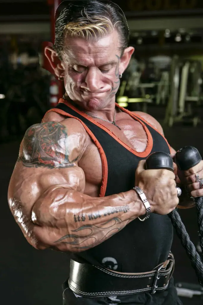 lee priest hammer curls with tricep rope