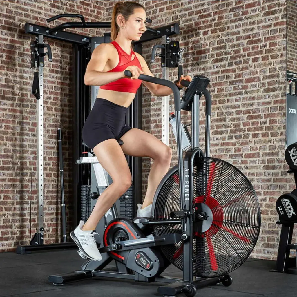 warming up on exercise bike