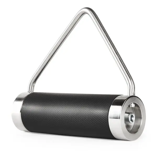 The ATX® Fat Grip Handle features a triangular steel design and a textured cylindrical black grip, making it ideal for strength training exercises.