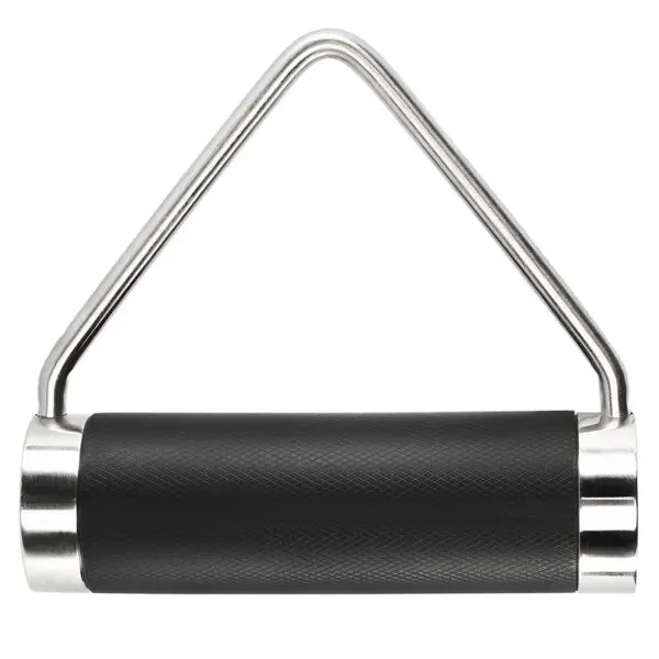 The ATX® Fat Grip Handle is a gym attachment with a triangular metal frame and textured black grip for pulling exercises.