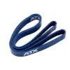 A blue ATX® Power Band coiled in a loop with ATX printed in white on its surface.