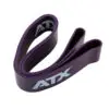 A coiled purple ATX® Power Band with ATX printed in white.