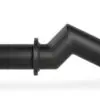 The FAT EZ Curl Bar is a black metal pipe with sharp, angular bends. Its smooth surface and matte finish give it a modern and industrial look against a plain white background.