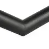 Close-up of the FAT EZ Curl Bar, featuring a black textured metal pipe bent at a 90-degree angle on a white background, showcasing its matte finish and smooth welding joint.