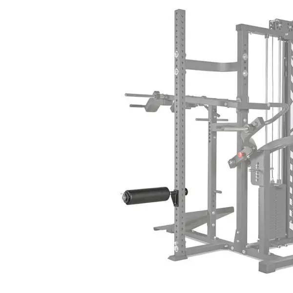 The ATX® MultipleX Multi Gym - 700 features a metallic structure with adjustable settings, weight stacks, detachable roller attachment, and multiple pulleys and handles for versatile exercises and comprehensive workout routines.
