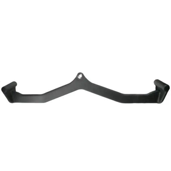 The Full Advantage Grip - WIDE GRIP is a black, V-shaped pull-down bar featuring ergonomic rubber grips and a central attachment point, designed for gym cable machines to perform various upper body exercises.