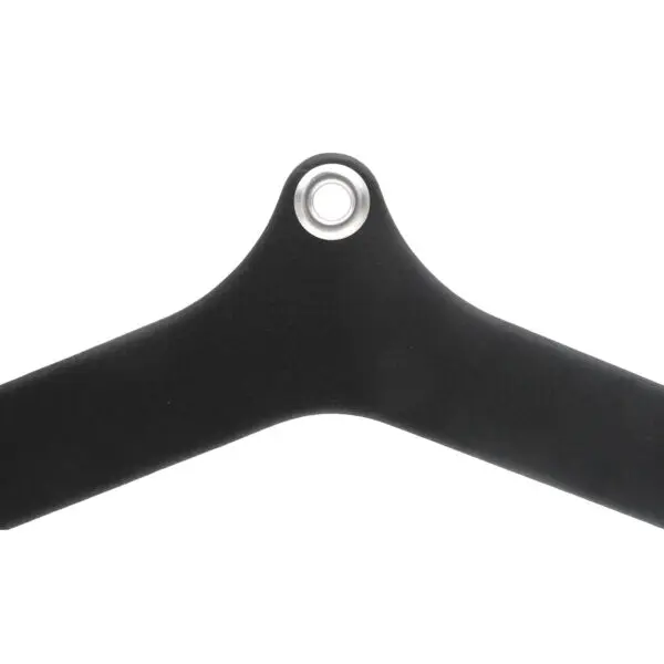 Close-up of a Full Advantage Grip - MID GRIP black hanger with a round metal hook, upper part visible against a white background.