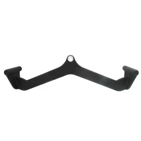 The Full Advantage Grip - MID GRIP is a black, V-shaped pull-down bar for fitness equipment with two angled grips and a central attachment point at the top.